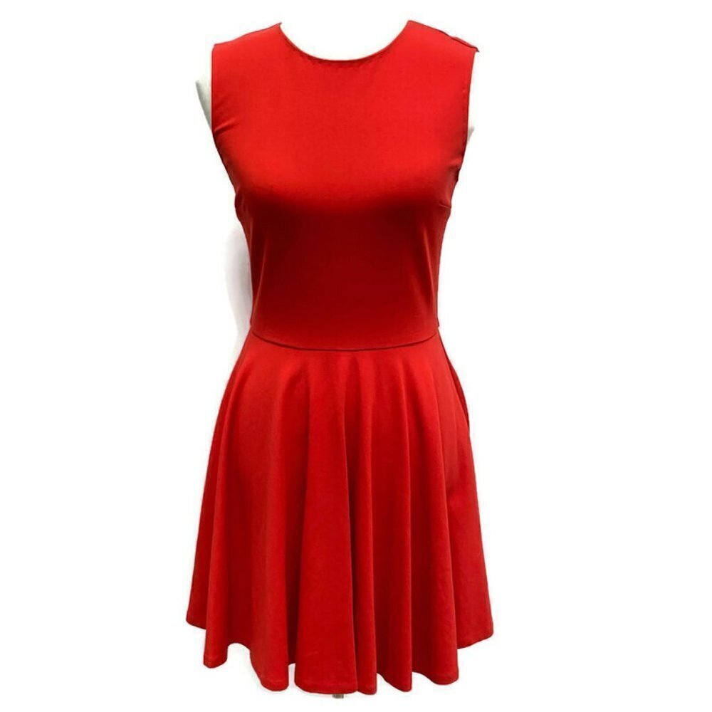 Diane Von Furstenberg Red Sleeveless Skater Dress